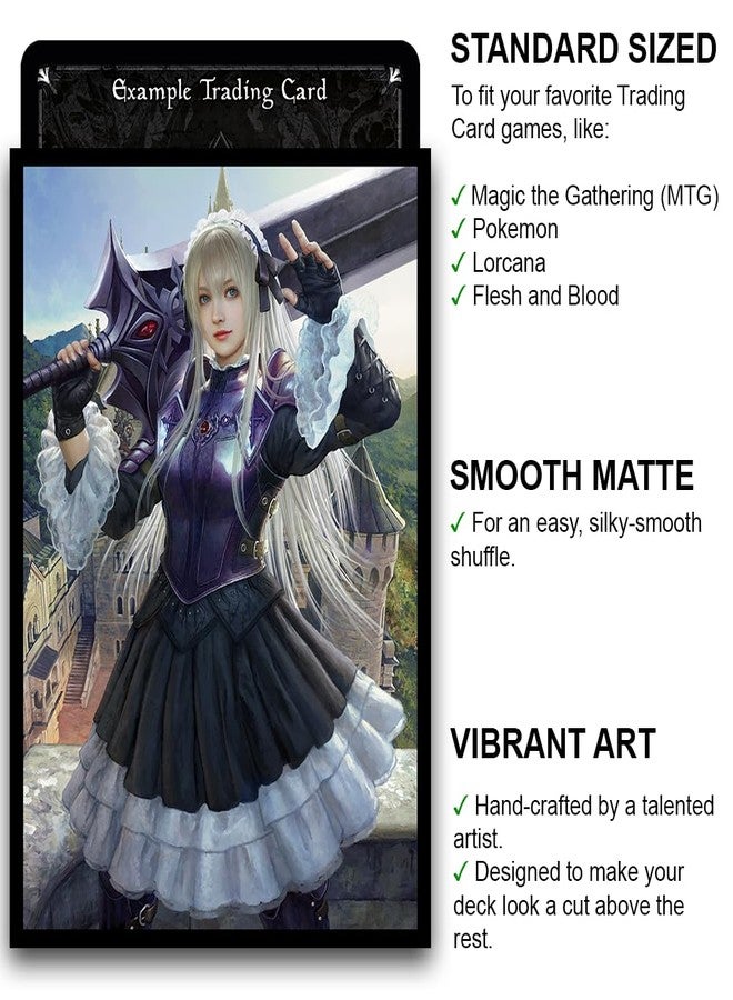 Fantasy North - Sharlotte - Maiden Knight - 100 Smooth Matte TCG Trading Card Sleeves - Anime - Fits Magic MTG Commander Pokemon and Other Card Games - Playing Card Sleeves - Image 2